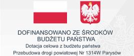 Tablica - droga 1314W - dofinansowano ze środków budżetu państwa