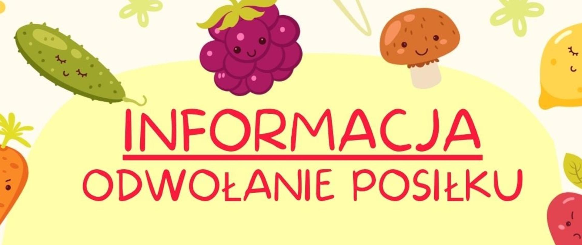 Informacja dotycząca odwoływania posiłków