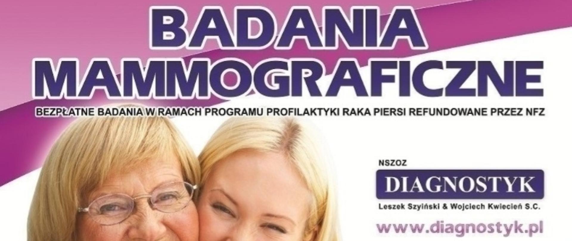 Infografika dot. badania mammograficznego 26.06.2023, które odbędzie się w Margoninie, przy ul. Powstańców Wielkopolskich 15 (przy MGOK Margonin), tel. 68 41 41 411