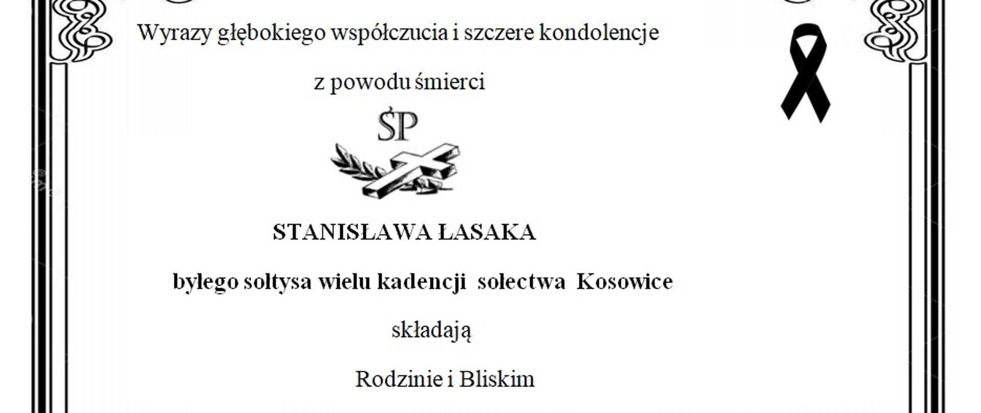 Kondolencje Stanisław Łasak