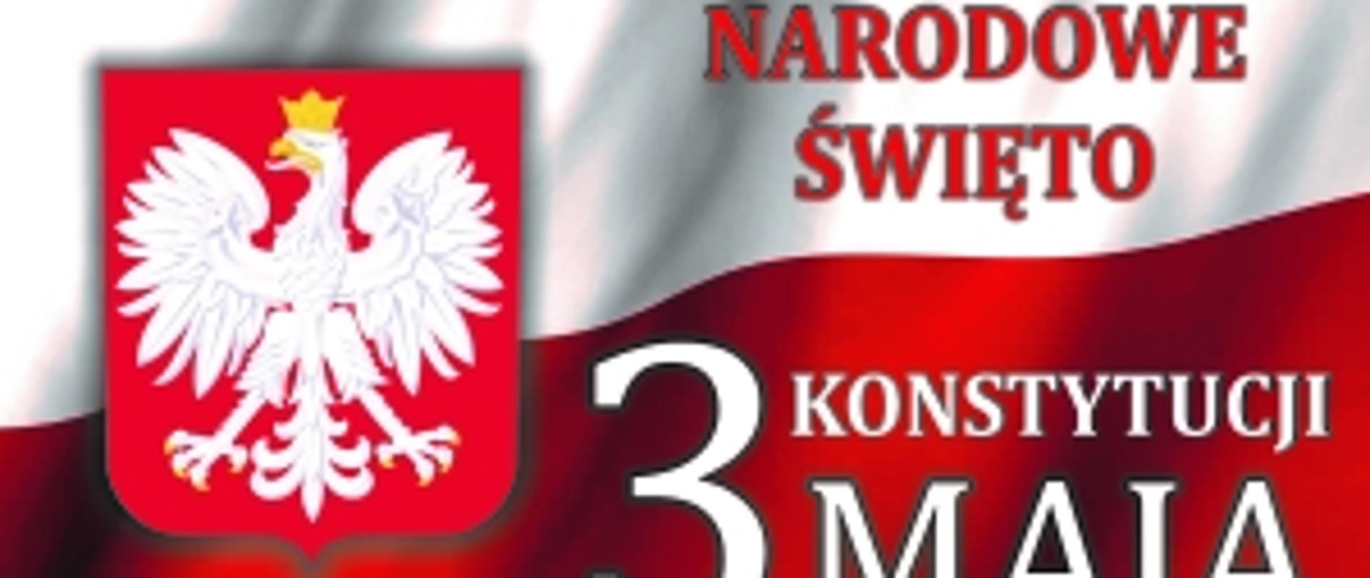 Flaga z godłem Polski