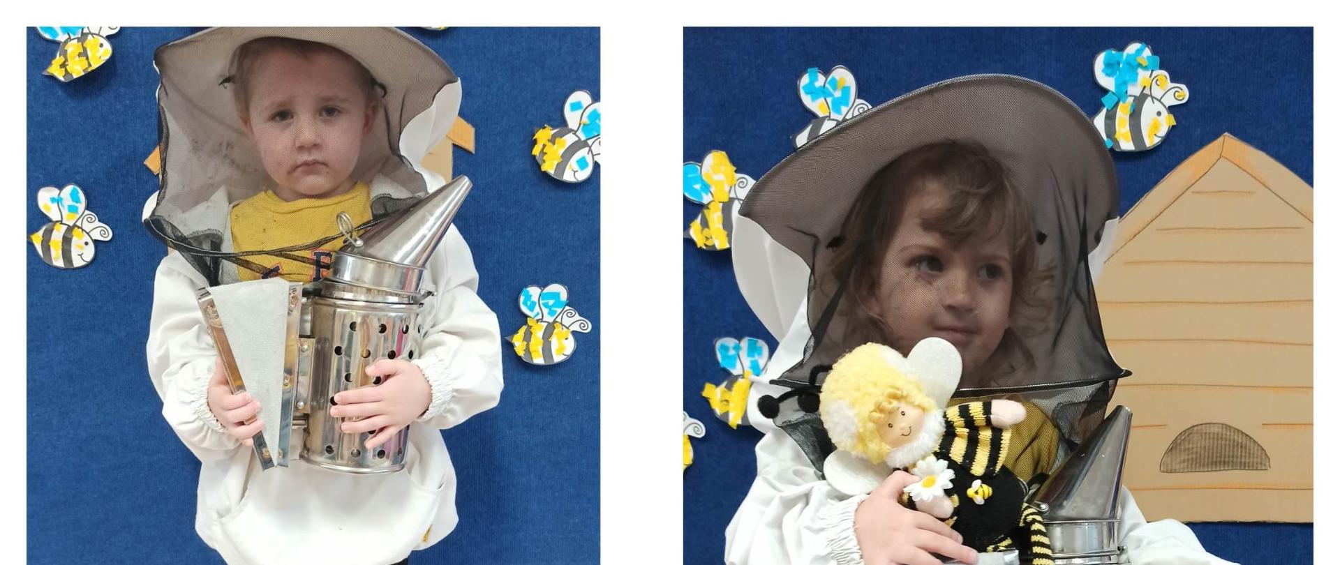 Dzieci w stroju pszczelarza