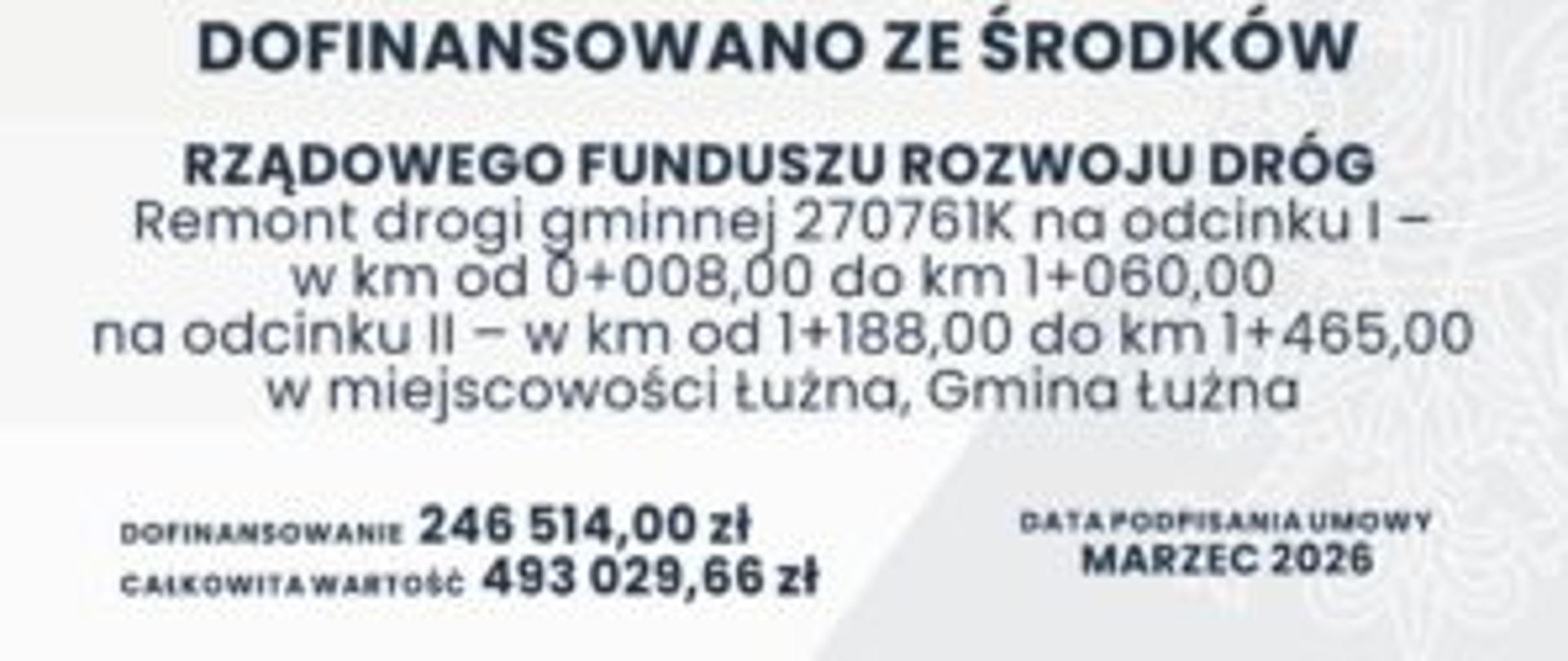 tablica informacyjna z kwota dofinansowania i nazwa programu