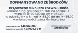 tablica informacyjna wraz z nazwą programu i kwotami
