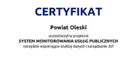 Certyfikat SMUP dla Powiatu Oleskiego
