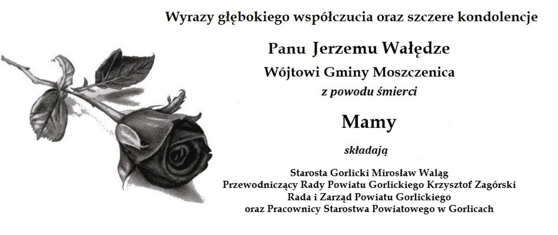 wyrazy współczucia dla Wójta J. Wałęgi z powodu śmierci mamy