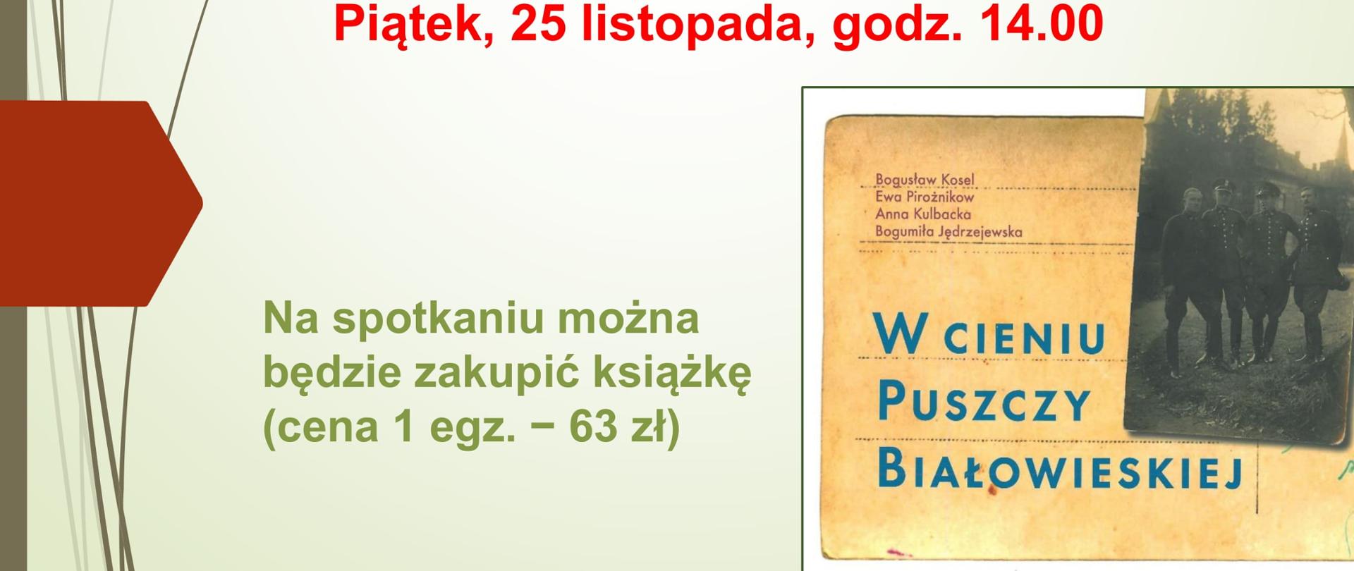 Plakat promujący wydarzenie. Na szarym tle informacje organizacyjne (zawarte w artykule) oraz okładka książki