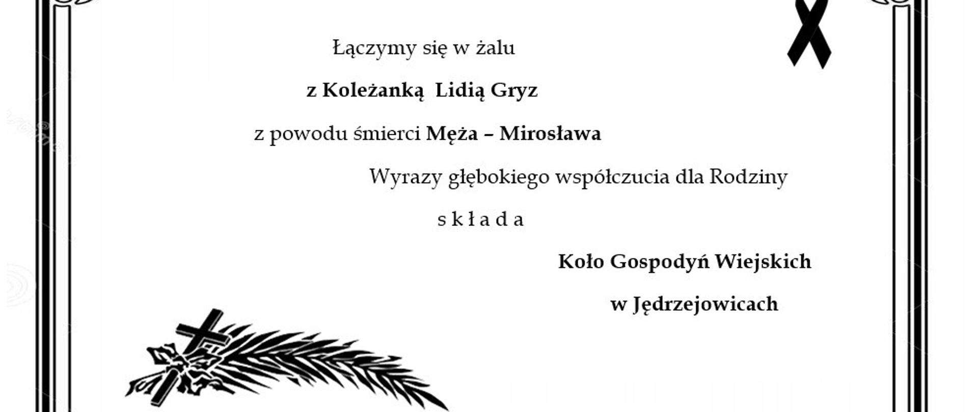 Kondolencje dla Lidii Gryz od KGW