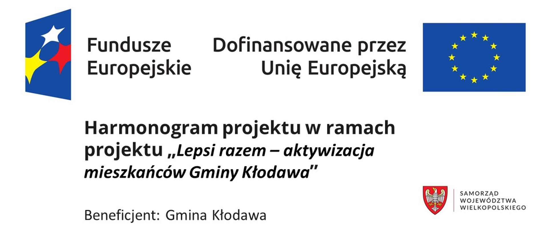 Lepsi razem – aktywizacja mieszkańców Gminy Kłodawa - harmonogram