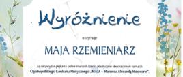 Dyplom laureatki konkursu