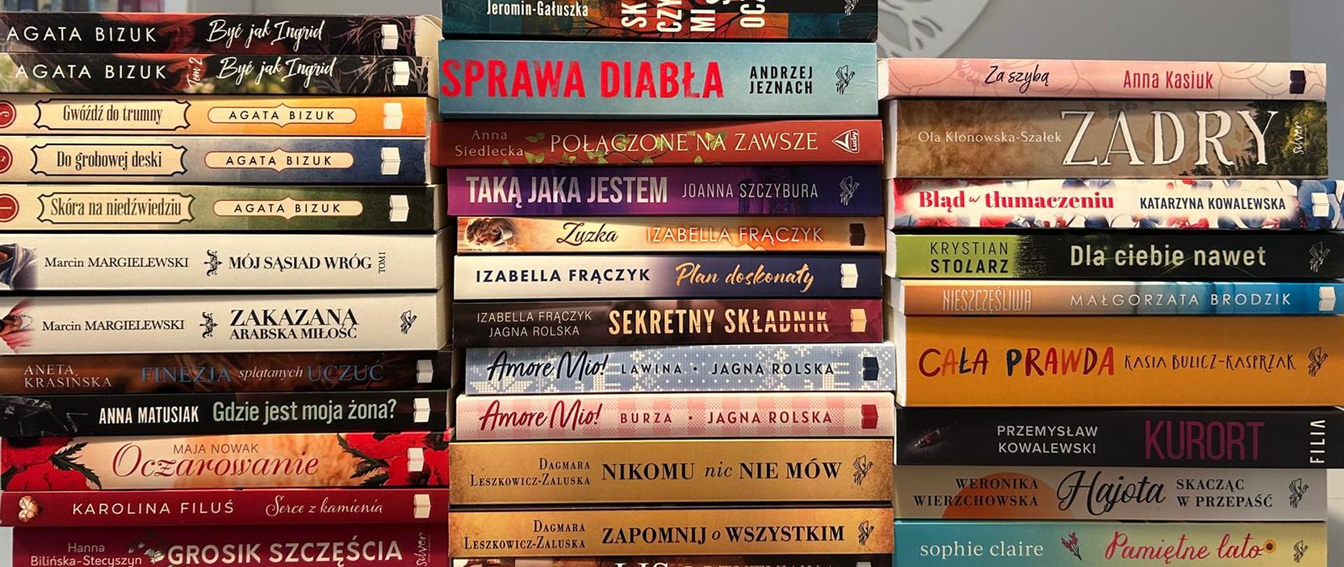 Na zdjęciu widzimy nowości wydawnicze zakupione dla Biblioteki dla Dorosłych z serii "Duże litery"