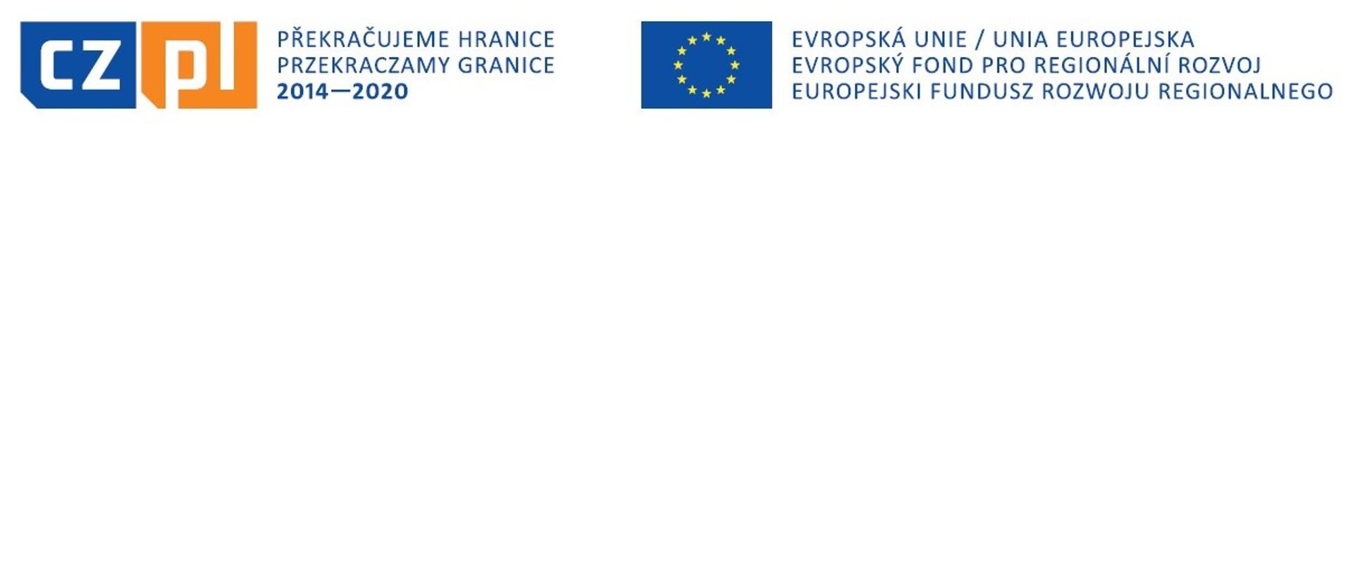 Logotypy: Przekraczamy granice 2014-2020, Unia Europejska - Europejski Fundusz Rozwoju Regionalnego