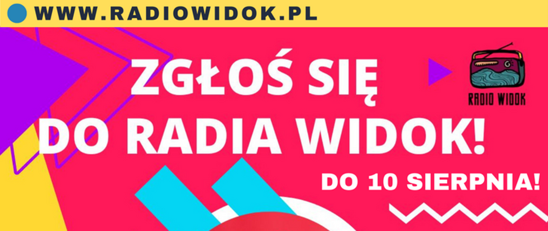 Grafika zachęcająca do zgłaszania się do internetowego radia widok.