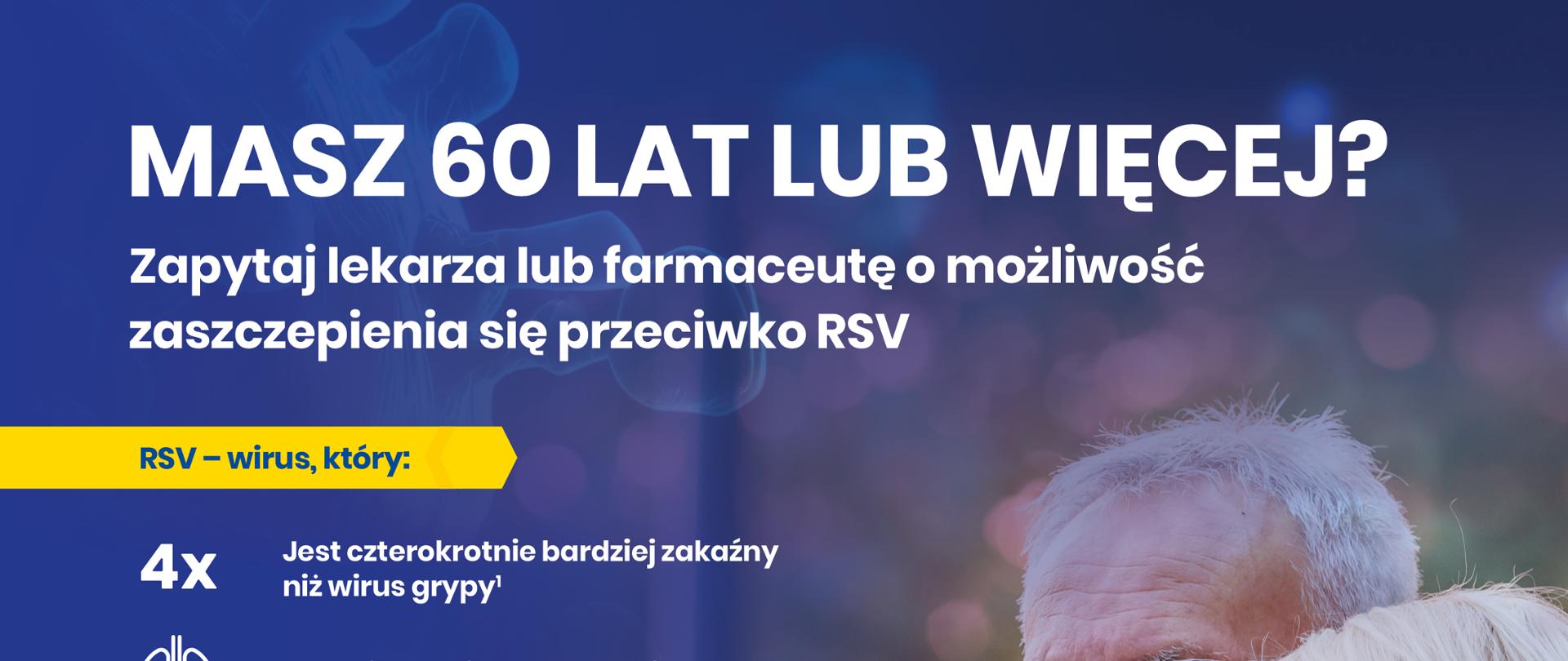 Seniorzy trzymający tablet, zachęta do szczepienia przeciwko wirusowi RSV dla osób po 60. roku życia. Informacje o zagrożeniach wirusem oraz instrukcja, jak się zaszczepić.