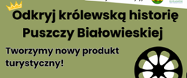 Odkryj królewską historię Puszczy Białowieskiej. Na plakacie umieszczono informację o projekcie, zwarte w artykule. 