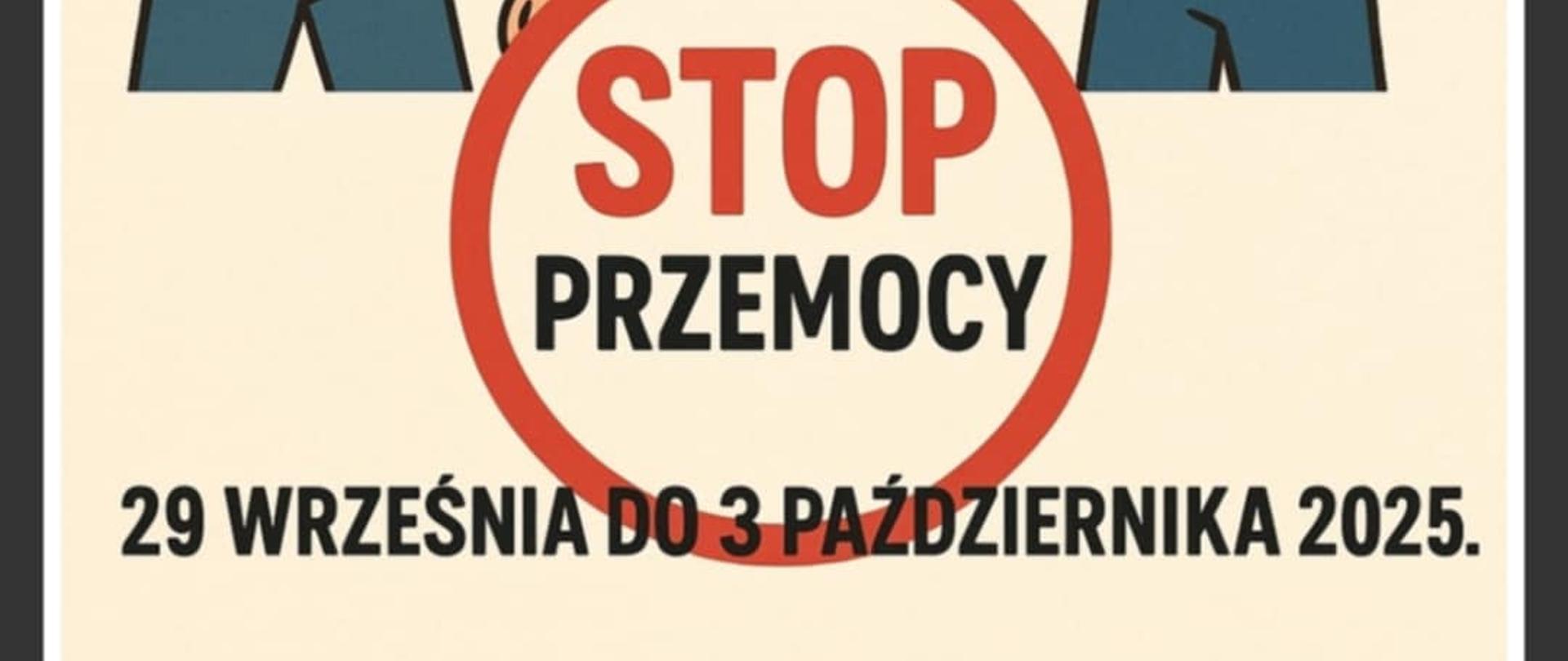 Plakat informujący o tygodniu przeciwdziałania przemocy rówieśniczej