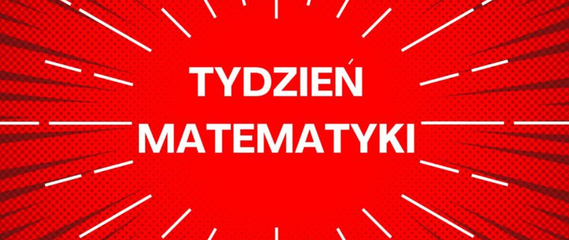napis tydzień matematyki na czerwonym tle