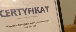Certyfikat realizacji projektu