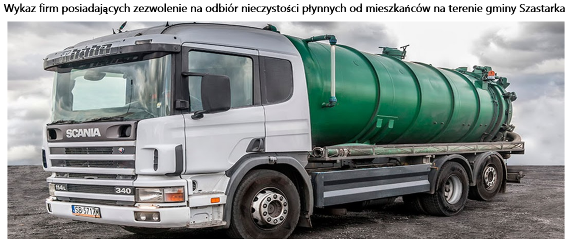 Wykaz firm posiadających zezwolenie na odbiór nieczystości płynnych od mieszkańców na terenie gminy Szastarka.