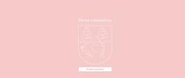 Portal Mieszkańca - widok strony głównej. Na różowym tle widok herbu powiatu hajnowskiego u dołu polecenie "przejdź do portalu