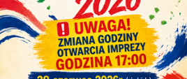 kolorowy plakat Dni Grodziska 2026 uwaga zmiana godziny otwarcia imprezy Godzina 17:00 