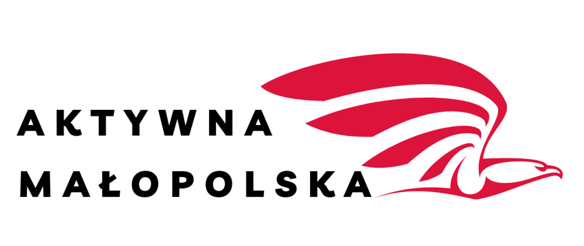 zdjęcie przedstawia na białym tle po prawej stronie czerwone logo w kształcie orła z profilu, po lewej stronie czarny napis AKTYWNA MAŁOPOLSKA