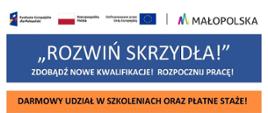 PLAKAT PROJEKTU ROZWIŃ SKRZYDŁA OPIS DLA KOGO JEST PROJEKT, DOSTĘPNE FORMY WSPARCIA . 