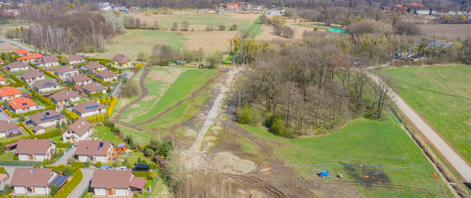 Budowa tranzytu kanalizacji - zdjęcie lotnicze