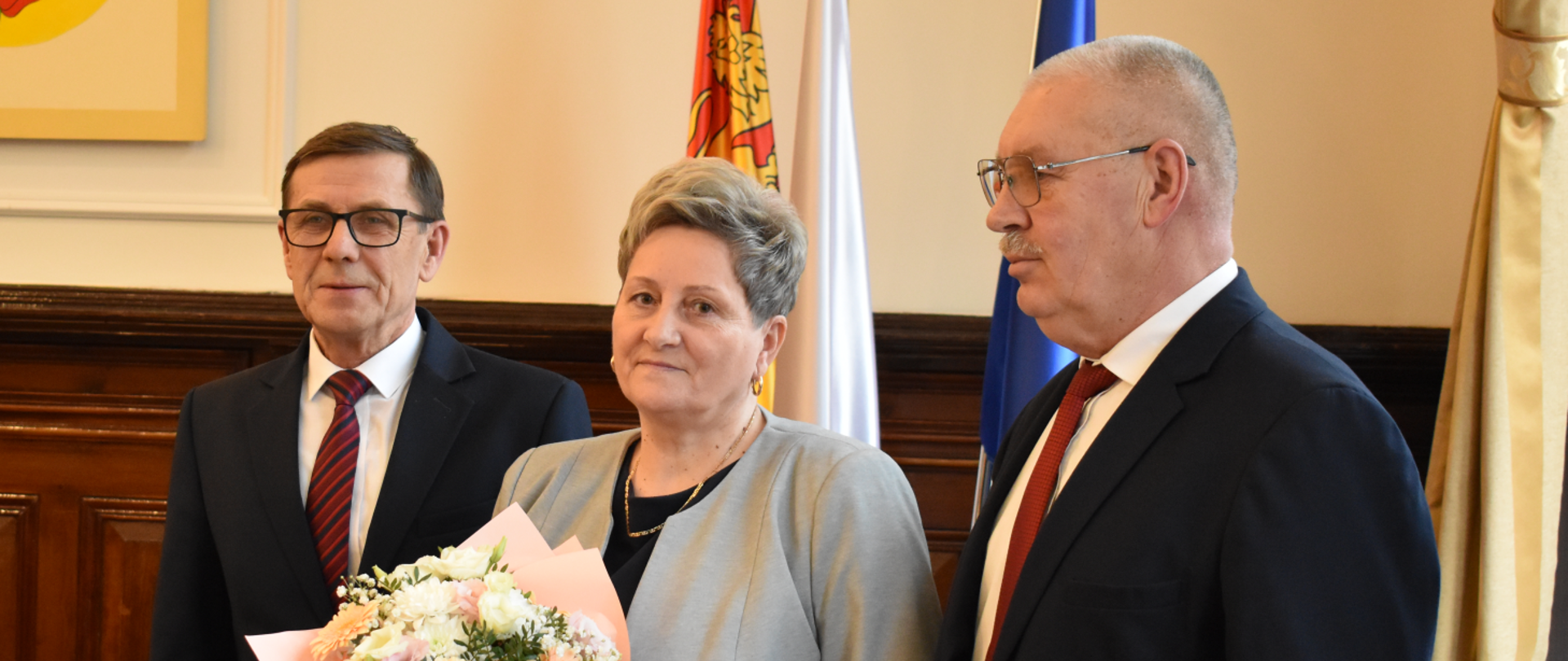Andrzej Ochlak, Halina Kleinowska i Kazimierz Wiśniewski podczas 67. Sesji Rady Powiatu w Nowym Mieście Lubawskim