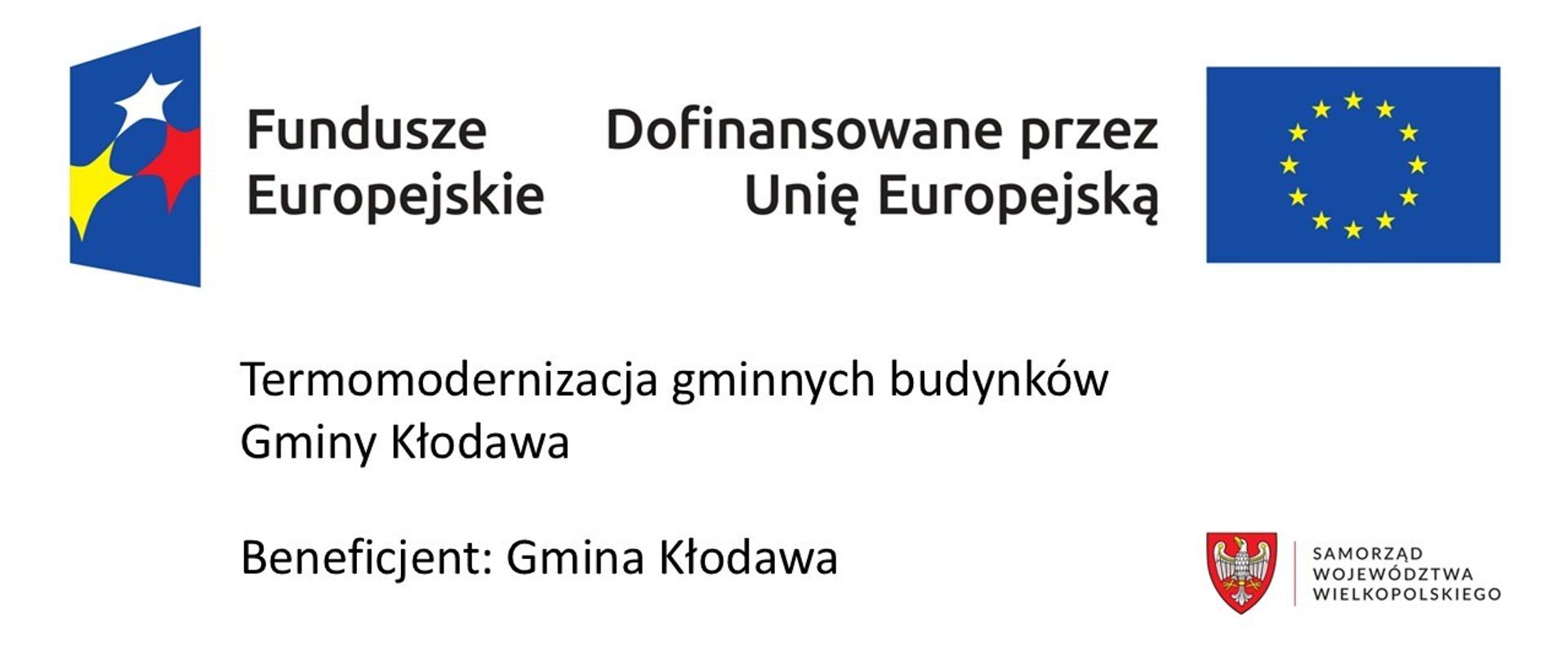 Termomodernizacja gminnych budynków Gminy Kłodawa - tablica