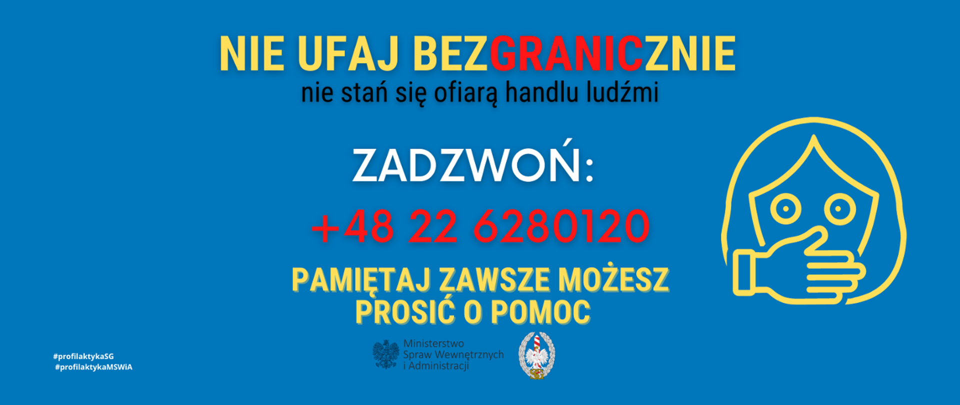 logo z niebieskim tłem i danymi do kontaktu 