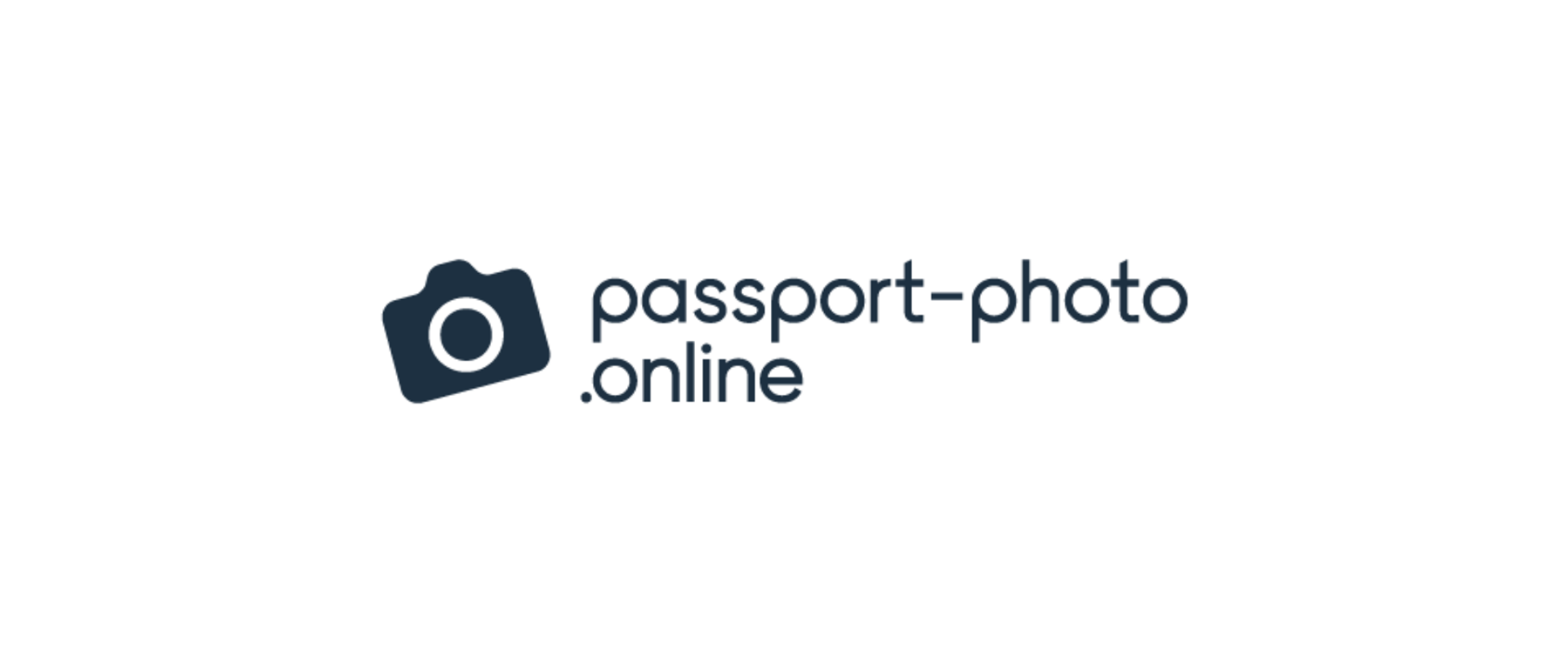 Czarna ikona aparatu fotograficznego oraz napis passport-photo.online