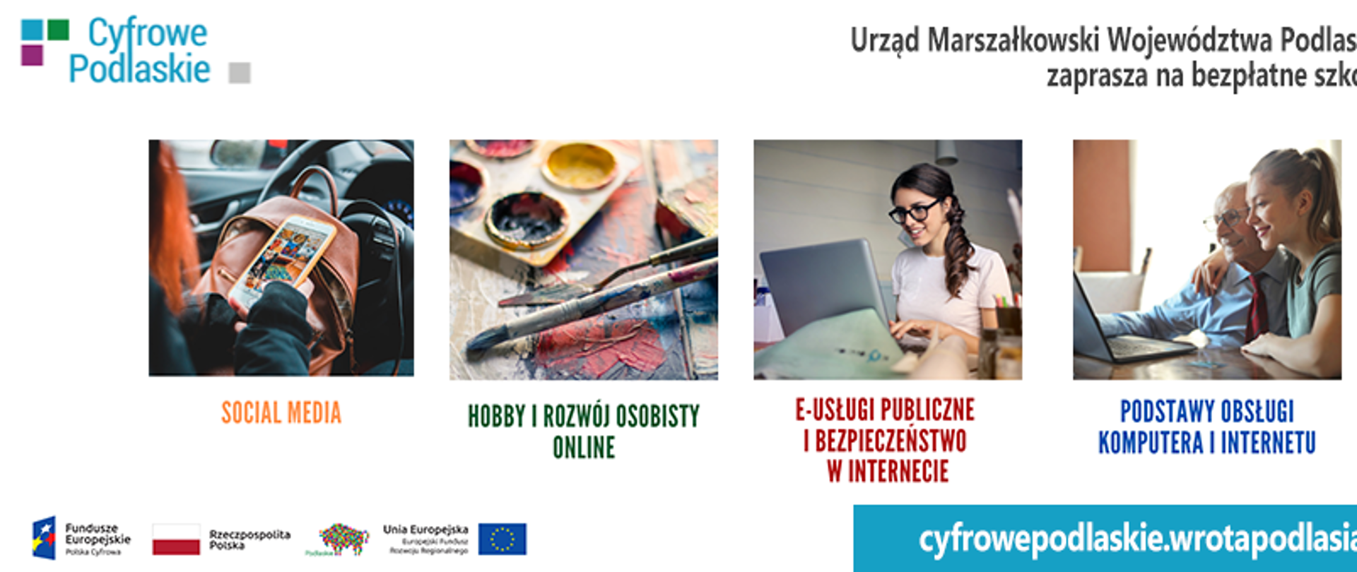 zdjęcie przedstawia banner reklamowy projektu "Cyfrowe Podlaskie"