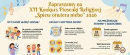 Grafika informująca o 12 Konkursie Piosenki Religijnej "Śpiew Otwiera Niebo" 2026