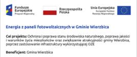 tablica informacyjna Energia z paneli fotowoltaicznych w Gminie Wierzbica