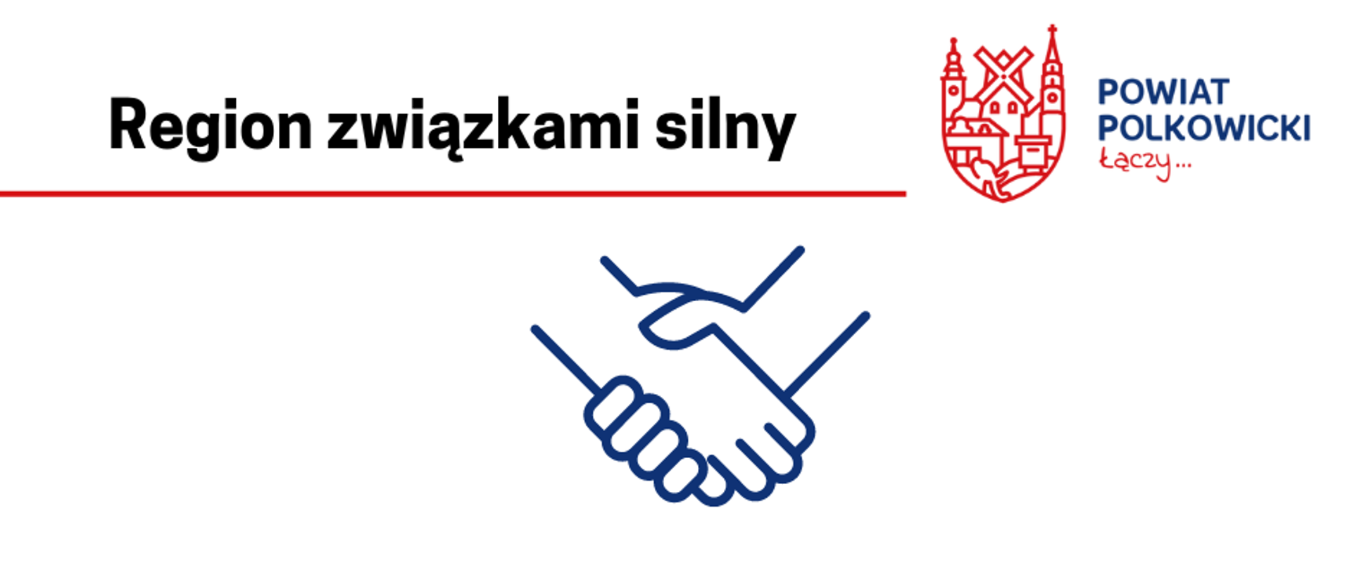 Napis region związkami silny oraz uścisk dłoni w formie graficznej 