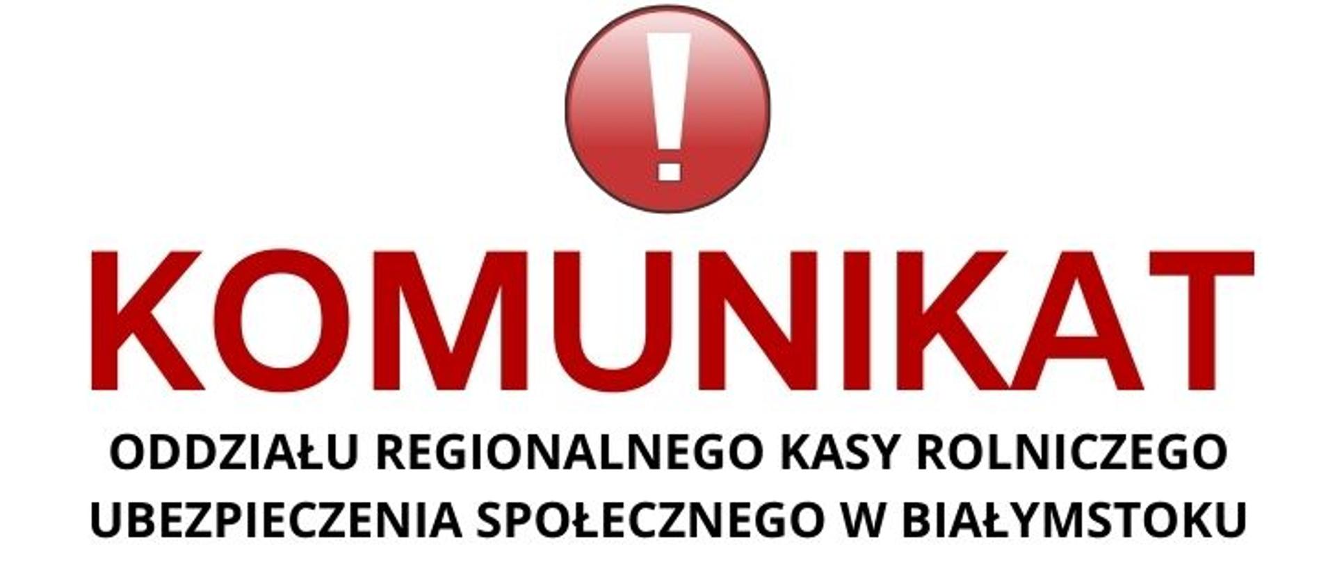 Logo komunikatu OR KRUS w Białymstoku