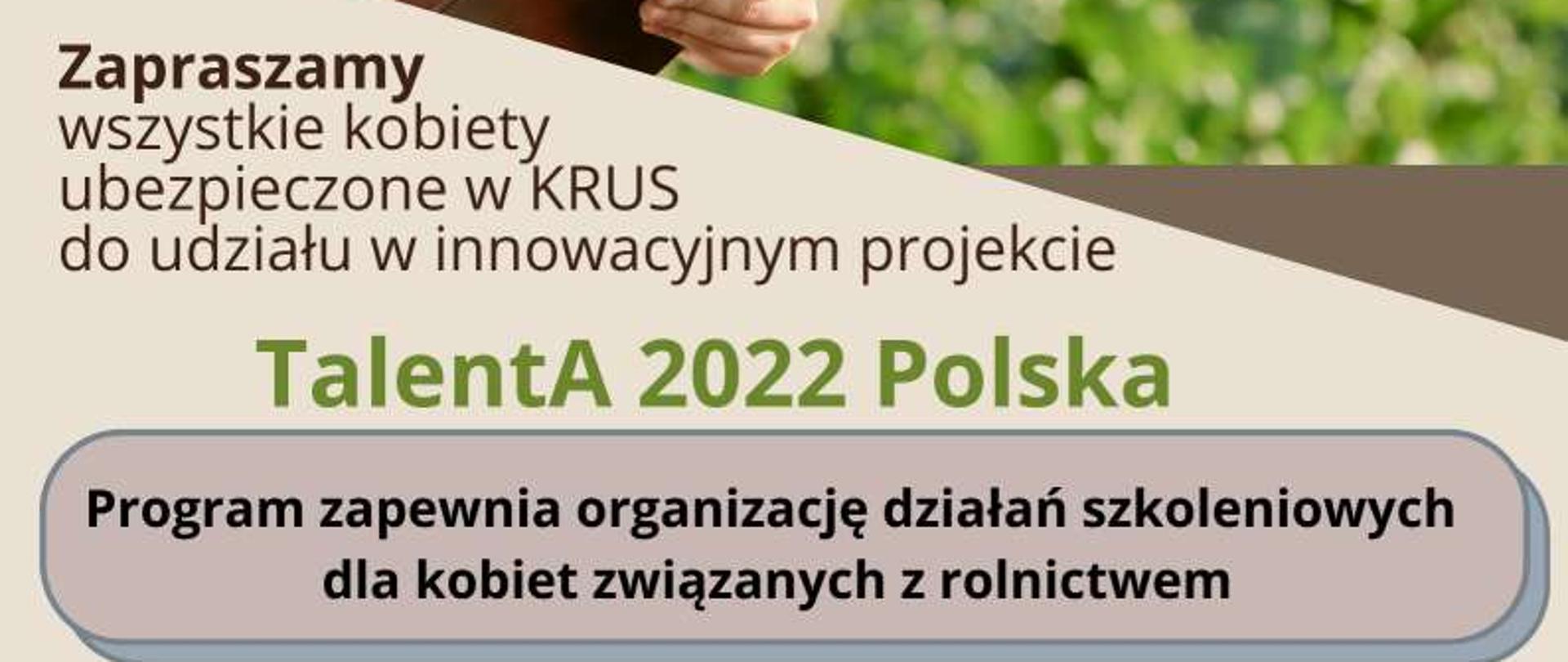 Plakat promujący projekt TalentA 2022