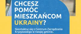 Chłopiec otulony kocem na tle barw narodowych Ukrainy