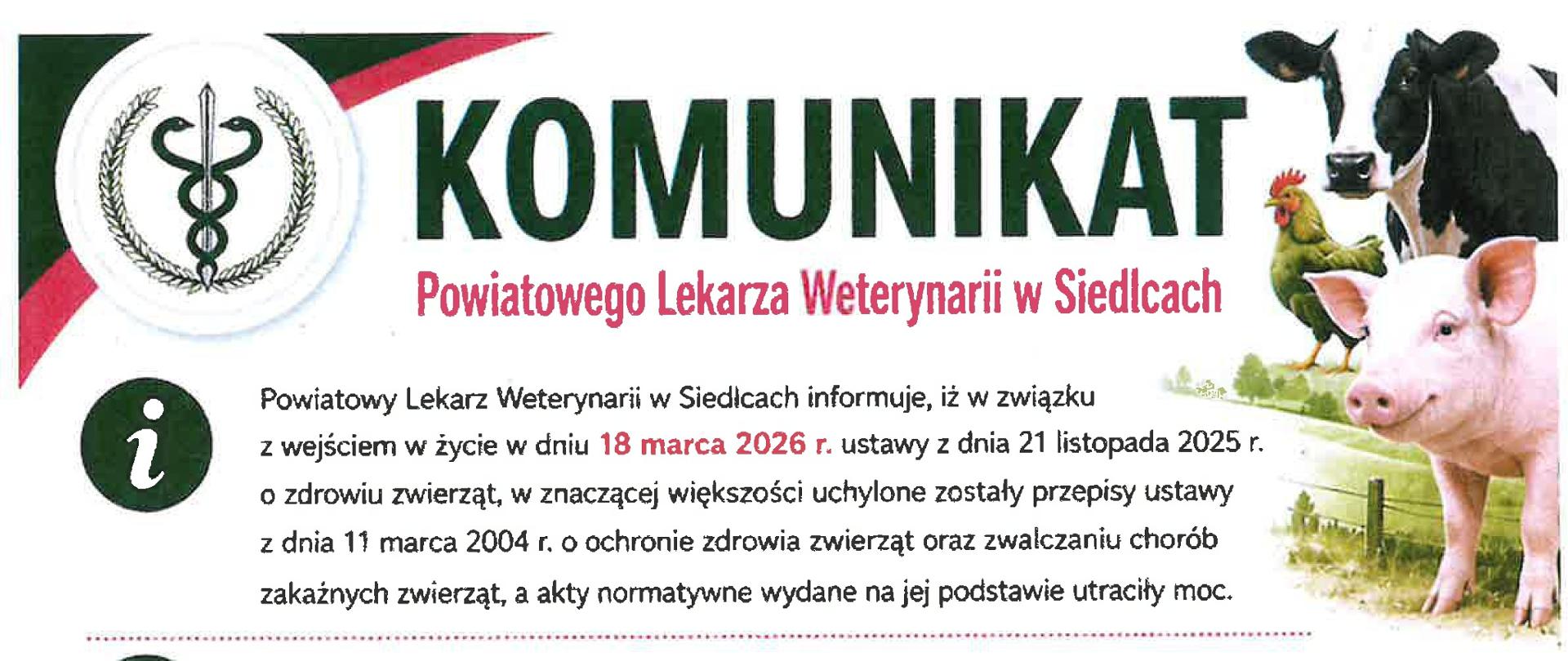 Komunikat powiatowego lekarza weterynarii