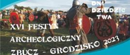 Na niebieskim tle zdjęcie walk wojów, u dołu napisy organizacyjne i logotypy organizatorów i sponsorów