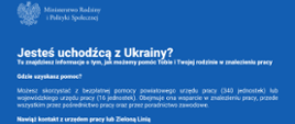 Ulotka od Ministerstwa Rodziny u Polityki Społecznej dla uchodźców z Ukrainy