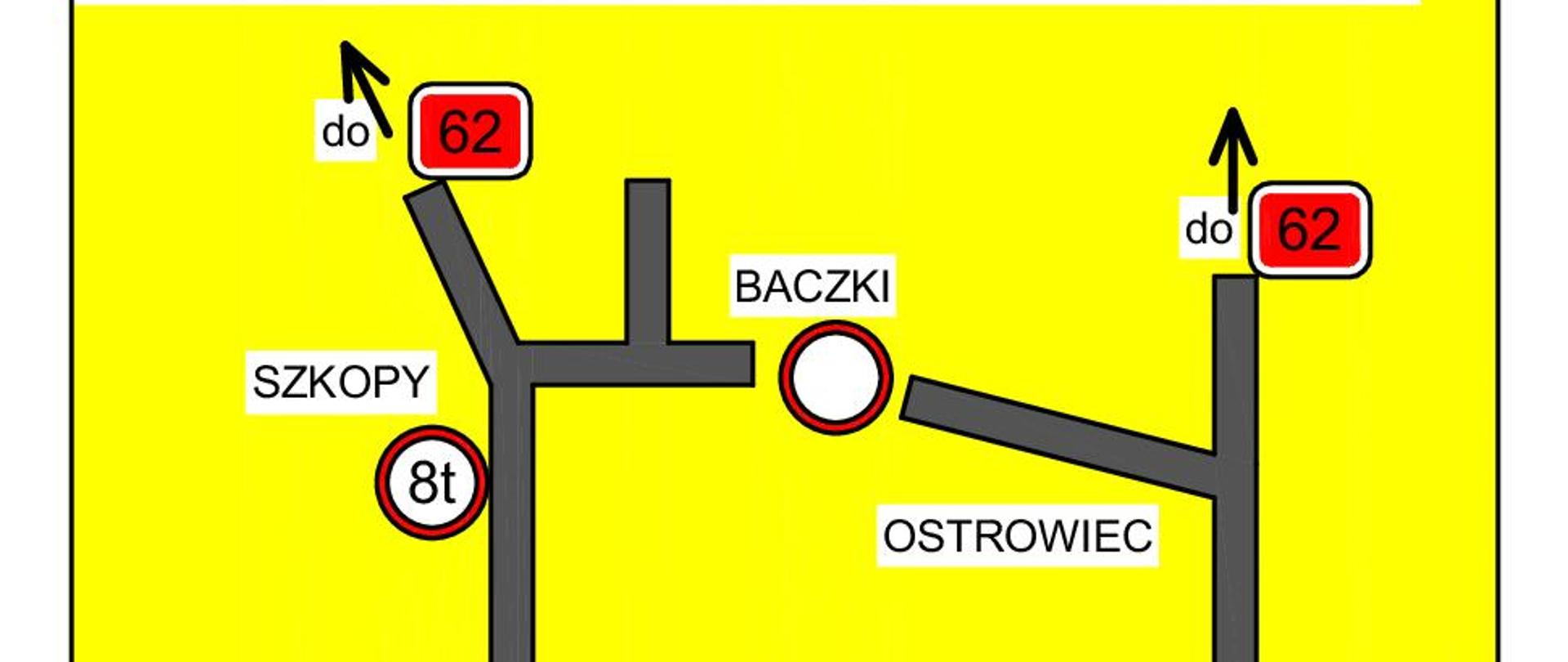 Objazd - remont mostu w Baczkach