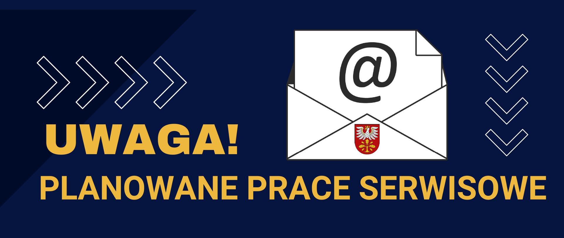 Grafika z napisem: Uwaga! Planowane prace serwisowe