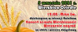 Zaproszenie Dożynki gminno-parafialne