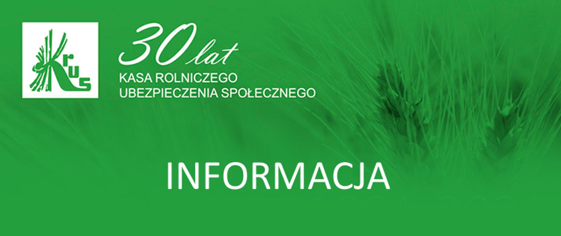 Baner Informacja - Kasa Rolniczego Ubezpieczenia Społecznego