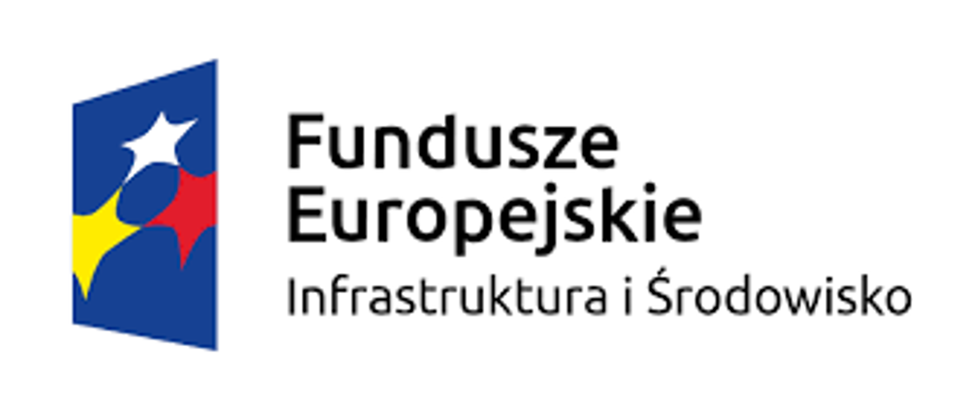 z lewej strony niebieska flaga w żółto czerwone i białe gwiazdki z prawej strony czarnym kolorem napisane fundusze europejskie Infrastruktura i Środowisko