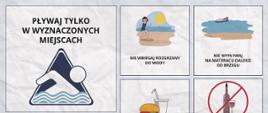 Bądź bezpieczny nad wodą - grafiki przedstawiające zalecenia (info zawarte w artykule)