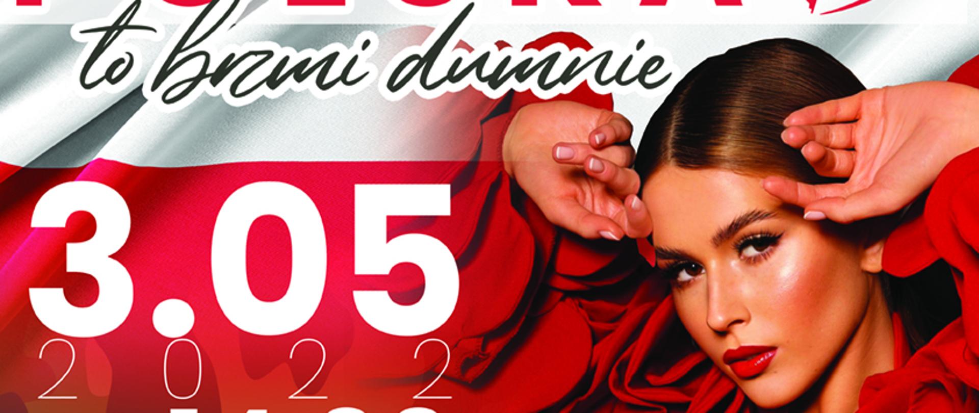 plakat złożony z wielu elementów graficznych: flagi Polski w tle, zdjęcia Roksany Węgiel, barw moro, zdjęć helikoptera, czołgu, pojazdu wojskowego, zdjęcia człowieka przetaczającego oponę od ciągnika, logotypy organizatorów i sponsorów. Szczegółowe informacje o wydarzeniu w treści artykułu.