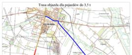 Utrudnienia w ruchu drogowym - odcinek drogi od m. Kłodawa do m. Krzewata - mapa objazdu